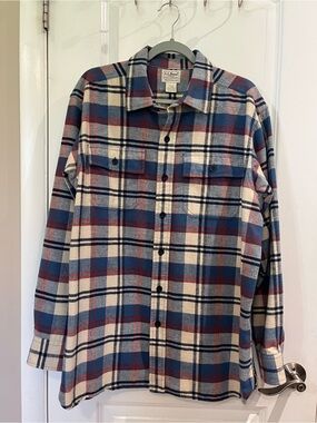 L.L. Bean Plaid Flannel Button Down Mid-Weight Cotton Traditional Fit Sz L